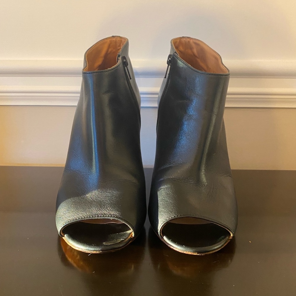 Maison Martin Margiela Italy Black Leather Peep-Toe Ankle Boot